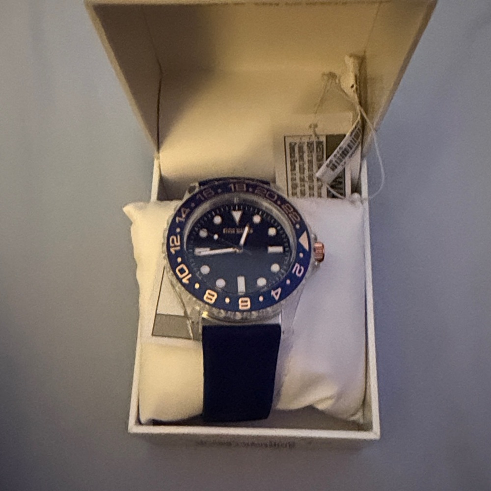Steve Madden Navy and Silver Watch
